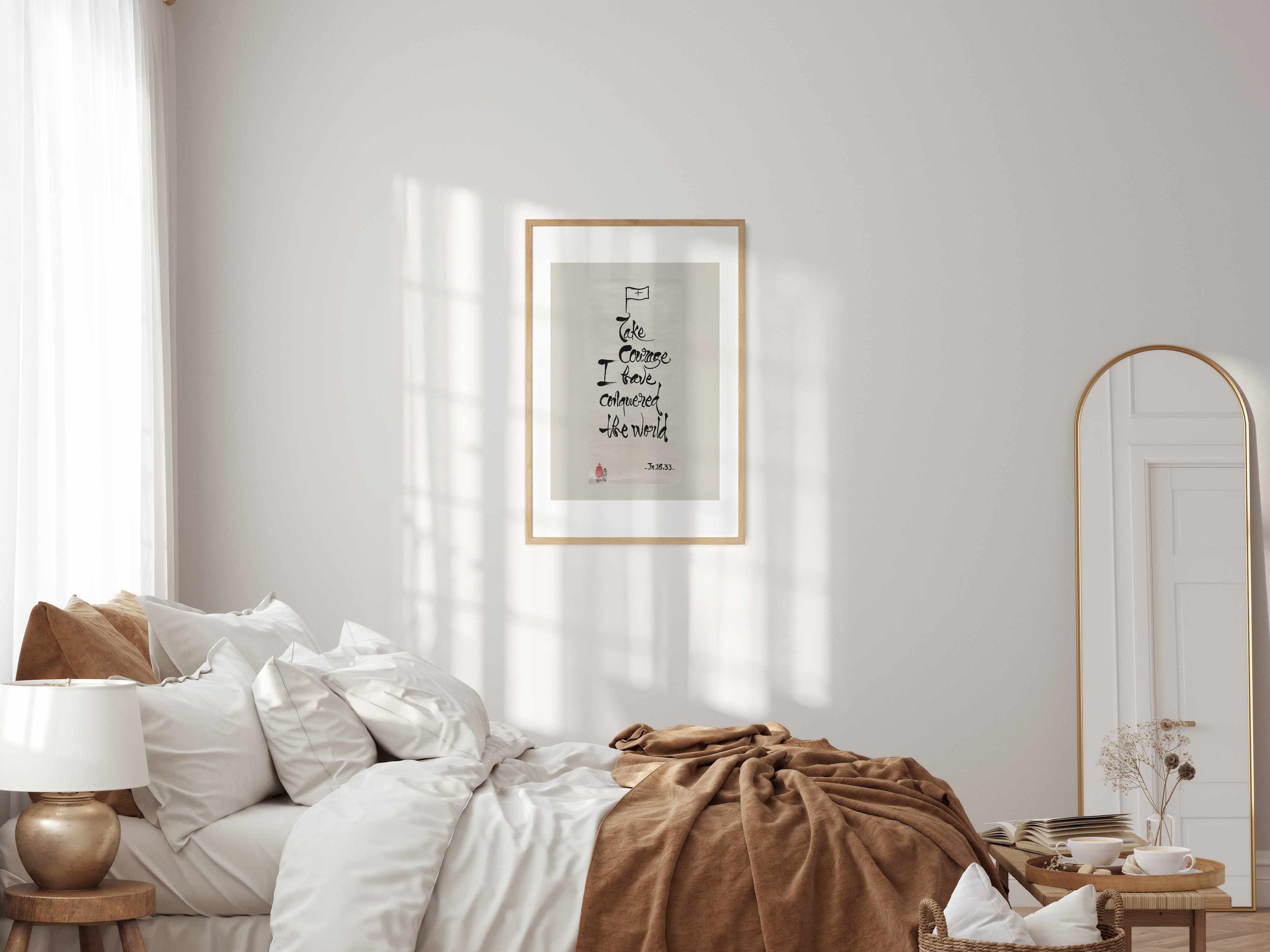 John 16:33 "Take Courage" Catholic Art | Scripture Print for Hard Times